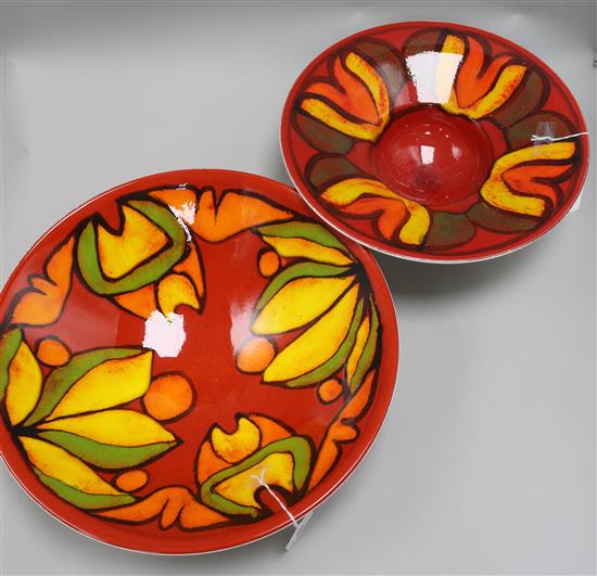 Two Poole pottery Delphis bowls